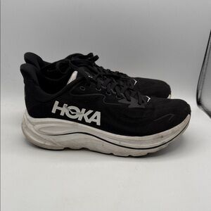 Hoka Clifton 10 womens 9B Black and White Athletic Shoes S7